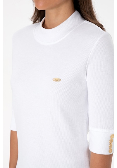 U.S. Polo Assn. Kadın Beyaz Düğme Detaylı Balıkçı Yaka Sweatshirt 50314156-VR013 U.S. Polo Assn. Kadın Beyaz Düğme Detaylı Balıkçı Yaka Sweatshirt 50314156-VR013