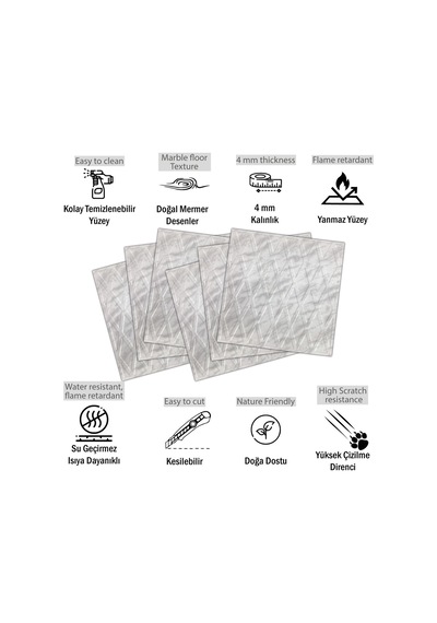 3 Boyutlu Duvar Paneli Kabartmalı Baklava Desen Pvc 41x41 Cm/ 6 Adet /1 M² Mermer
