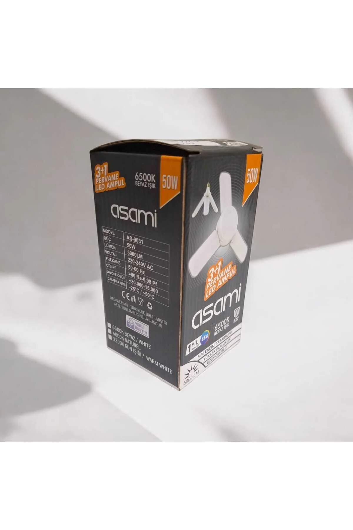 Asami Duylu 3+1 Pervane Led Ampul 6500 K Led Beyaz Işık 50 Watt A+ 5000 Lümen 220-240 V Ac 1