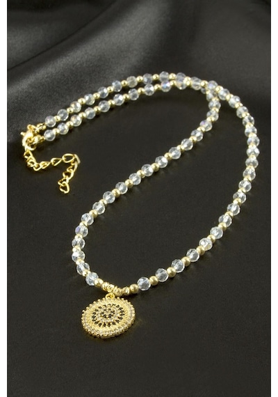 Nazar - 285 - Zirkon Taşlı Kristal - Myceshop - Kolye Sarı