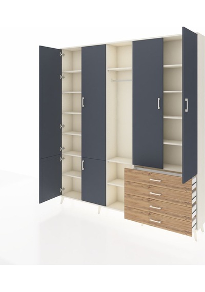 Arges Dolap 14 Raflı 4 Çekmeceli Tek Askılı 220x30x243 Aytaşı-antrasit/çam Antrasıt/atlas Çam Arges Dolap 14 Raflı 4 Çekmeceli Tek Askılı 220x30x243 Aytaşı-antrasit/çam Antrasıt/atlas Çam