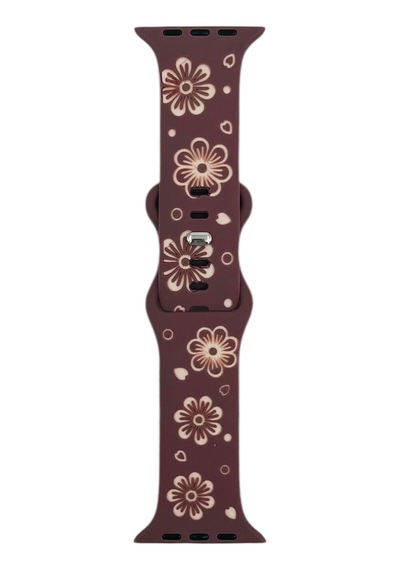 Nettech Apple Uyumlu Watch  Seri 40/38 Mm   Desenli Silikon Kordon - Kahverengi