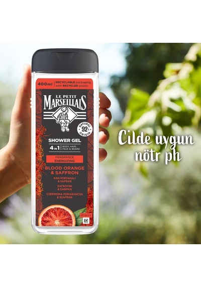 Le Petit Marseillais For Men Kan Portakalı ve Safran Duş Jeli ve Şampuan 400 ML x 2