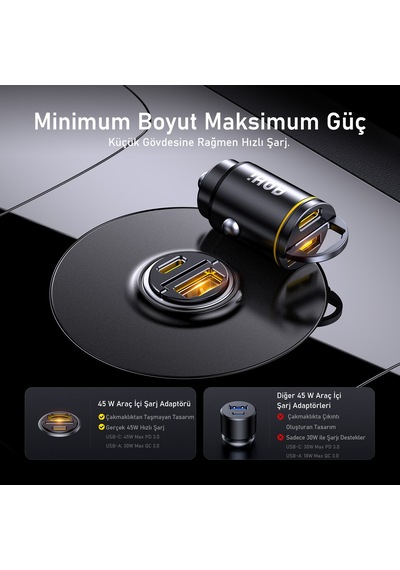 Aohi Superauto 45w Araç İçi Şarjı, 15w Şarj Aleti, Katlanır Telefon Tutucu