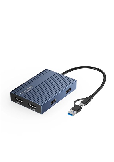 Acasis Ds0602 Type-c & Usb-a Harici Ekran Kartı Kiti - 2xhdmı 4k 60hz, 2x Usb-a 2.0, 100w Pd, Tak Çalıştır, Çoklu Ekran Adaptörü Ds0602