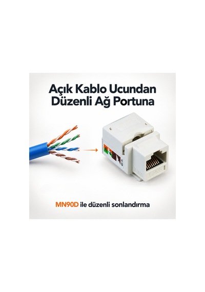 Mn6 Mn90d Cat6 Utp Rj45 90 Keystone Jack 8p8c Şase Ethernet Ağ Prizi Modülü 250 Mhz-10 Adet