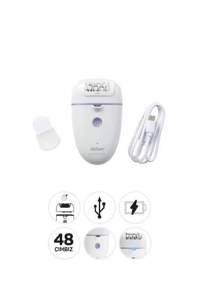 Arzum Ar5173 Sateen Touch Şarjlı Epilasyon Cihazı, Beyaz
