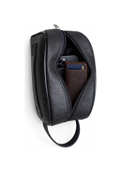 Mesut Balaban Deri Ürünleri Unisex Siyah Portföy Clutch Traş Kozmetik Bakım Ve Günlük El Çantası Siyah