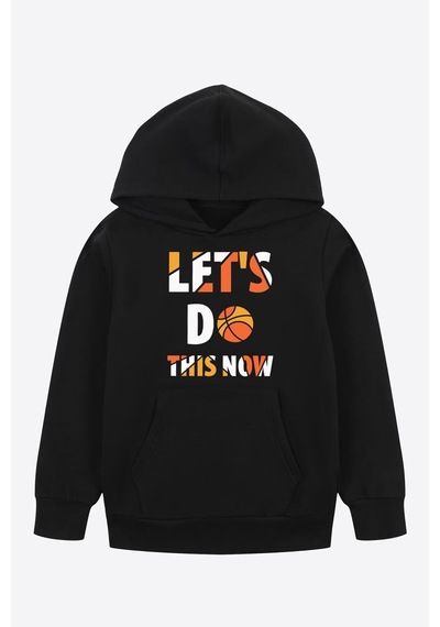 Panios Kids 2'li Let's Do-do More Baskılı Erkek Çocuk Kanguru Cepli Kapüşonlu Siyah-gri Sweatshirt Siyah - Gri5