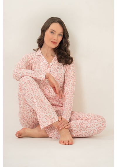 Pierre Cardin Kadın Flowers Pembe Gömlek Pijama Takımı Pc9271-s-v2 Pc9271-s-v2