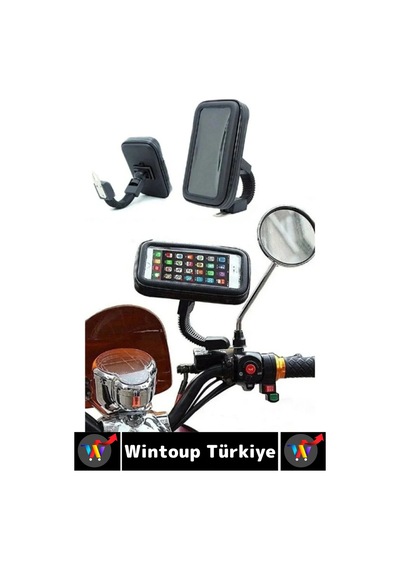 Dayanıklı 360 Derece Döner Su Geçirmez Şeffaf Görüş Engellemez Motosiklet Gidonu Telefon Tutucu