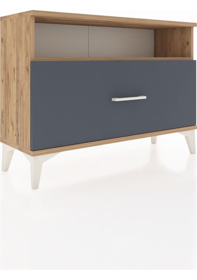 Arges Şifonyer Tek Raflı Tek Çekmeceli 88x30x64 Çam-antrasit Atlas Çam