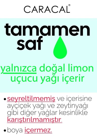 Caracal %100 Saf Limon Yağı Limon Kabuğu Uçucu Yağı 10ml Katkısız Ve Doğal Limon Yağı 10 ML