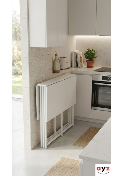 Ayz Vorkır 2 Katlanır Çalışma Masası Yemek Masası Mutfak Masası Balkon Masası Beyaz - Beyaz Ayz Vorkır 2 Katlanır Çalışma Masası Yemek Masası Mutfak Masası Balkon Masası Beyaz - Beyaz