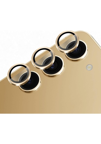 Samsung Galaxy S24 Plus Kamera Lens Koruyucu Alüminyum Çerçeveli Tek Lens Temperli Cam, Ultra İnce Çizilmeye Dayanıklı Metal Lens Koruma, S24 Plus Kılıf Uyumlu Kamera Koruyucu-gold