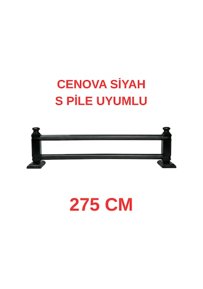 Cenova S Pile Ve Perde Düğmesi Uyumlu Çetray Çift Raylı Modern Ahşap Rustik Siyah 275 Cm Siyah