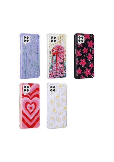Zore Samsung Galaxy Uyumlu M32 Kılıf Simli Desenli Kamera Korumalı Parlak Omsy Popy Kapak - Çiçek