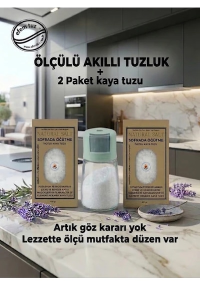 Akıllı Tuzluk+2 Paket Kaya Tuzu Açık Yeşil