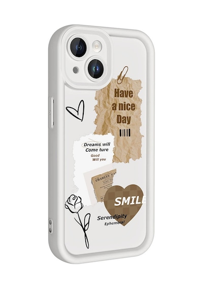 Nourthkiingdom Apple Uyumlu iPhone 14 Kılıf Kamera Korumalı Baskılı Arka Yüzey Nrtk Klas Kapak - Beyaz Beyaz