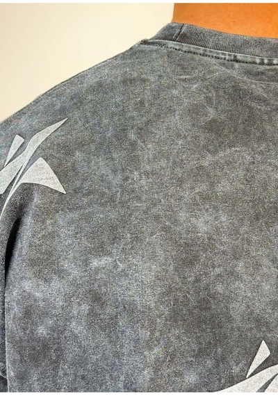 Zaee Star Baskılı Oversize Tişört Siyah Eskitme