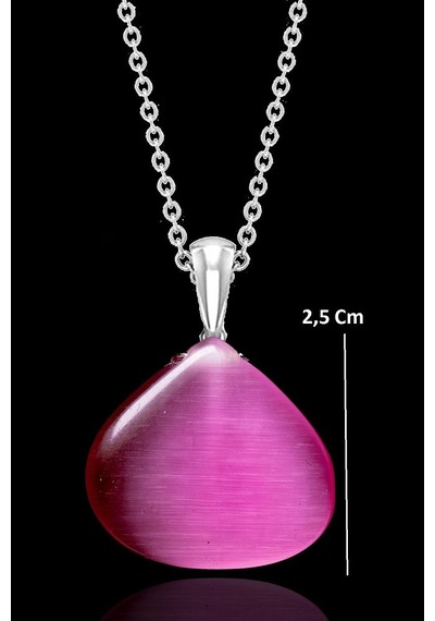 Erilsa Sertifikalı Gerçek Pembe Akik Taşı Kolye - 1.kalite Çok Renkli