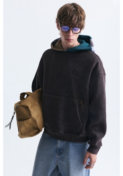 Vamos Boxy Fit Kapüşonlu Sweatshirt Kahve
