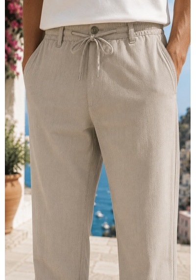 Danger Erkek Comfort Fit Bej Çizgili Jogger Pantolon Esnek Kumaş 0247dngr