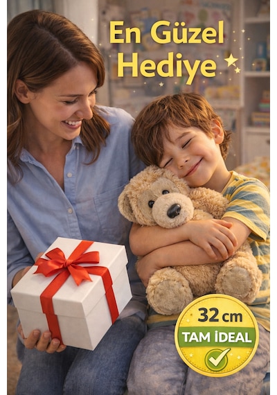 32 Cm Açık Kahverengi Pelüş Oyuncak Boz Ayı Büyük Boy Yumuşak Ayıcık Ce Sertifikalı Uyku Arkadaşı