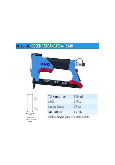 Uno 8016 Be Havalı Döşeme Tabancası 6-16 Mm