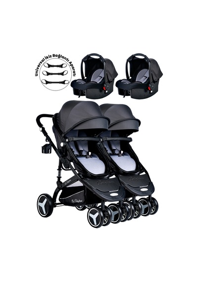 Baby Home 945 Ayrılıp Birleşebilen Travel Sistem İkiz Bebek Arabası