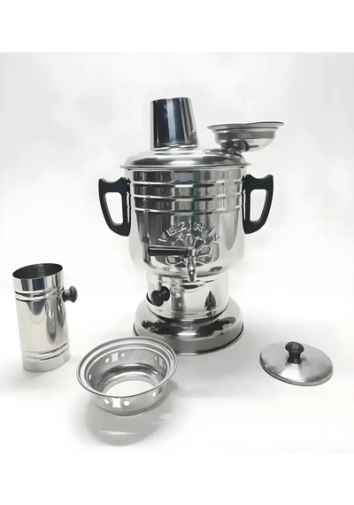 Vezir-iş 4 Litre Kömürlü Semaver Siyah Kulp