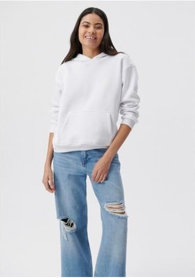 Mavi Kapişonlu Sweatshırt-süt Beyaz