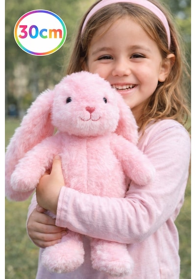30 Cm Uzun Kulaklı Pembe Peluş Tavşan Yumuşak Uyku Arkadaşı, Bebek Ve Çocuk Oyuncağı