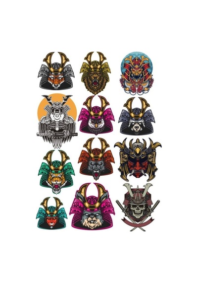 Samurai Sticker Set-5 12 Parça Telefon, Tablet, Defter, Laptop Sticker