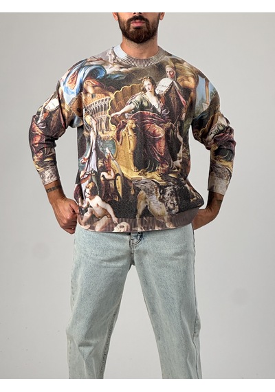 Cocopelli Desenli İtaly Erkek Sweatshirt Coc1026 Çok Renkli