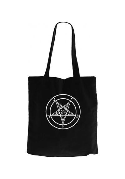 Baphomet Logo Siyah Kanvas Bez Çanta Siyah