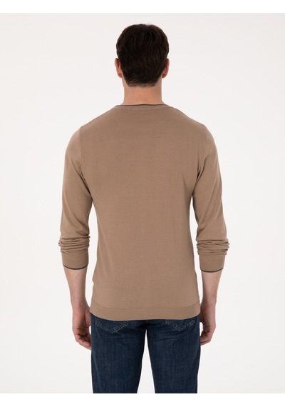 Cacharel Camel Slim Fit Kazak Kahverengi
