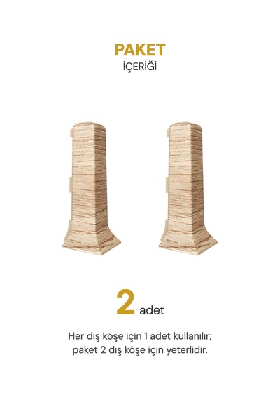 Vilo Süpürgelik Dış Köşe Aparatı 2 Adet Linela 410 Adelaide Oak Uyumlu