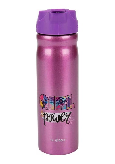 Globox 1140 Baskılı Çelik Matara 500 Ml – Gırl Power - Mor