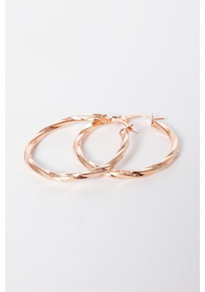 925 Ayar Gümüş Küpe Rose 35 Mm Burgu Şarnel Halka Küpe Barcode Rose