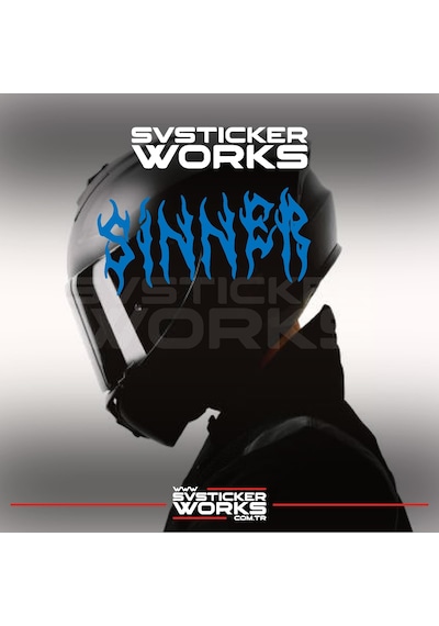 Sinner Kask Sticker Tüm Kasklar Uyumlu Tek Yön 1 Adet Mavi