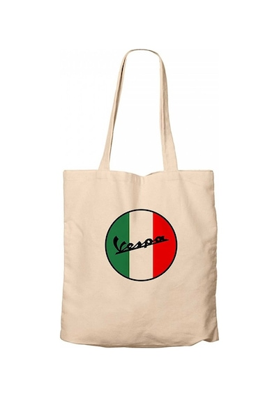 Vespa Logo Krem Kanvas Bez Çanta Krem