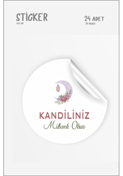 Kandiliniz Mübarek Olsun Etiket 4 Cm 24 Adet Çok Renkli