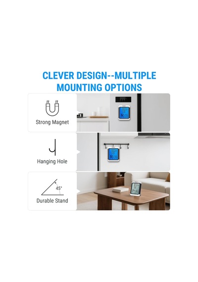 Thermopro Tp65 Dijital İç Ve Dış Mekan Termometre, Dokunmatik Işıklı Dev Ekran, Kablosuz Sensörlü Nem Ve Sıcaklık Ölçer