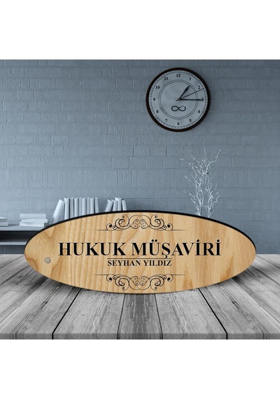 Kişiye Özel Mesleki Hukuk Müşaviri Ahşap Oval Masa İsimliği - 2