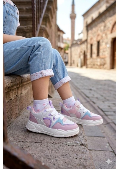 Fort Jacop Cool Anatomik Rahat Hafif Sneaker Kız Çocuk Ayakkabı Beyaz-pudra