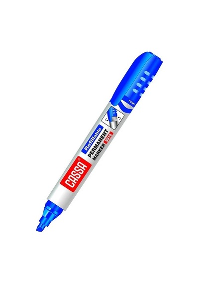 Cassa 9916 Mavi Kesik Uç Permanent Koli Kalemi - 12'li Kutu