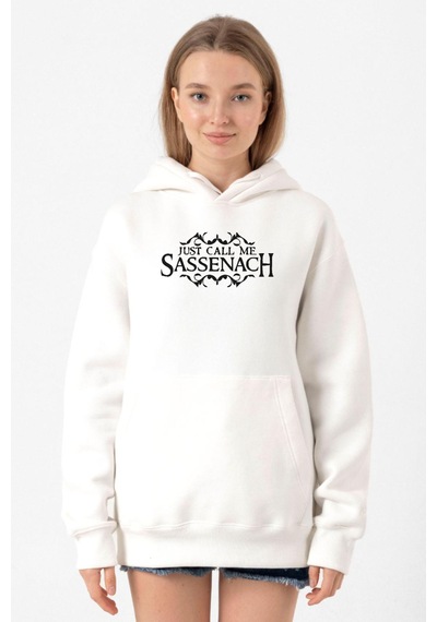 Outlander Just Call Me Sassenach Beyaz Kadın 3ip Kapşonlu Sweatshirt 001