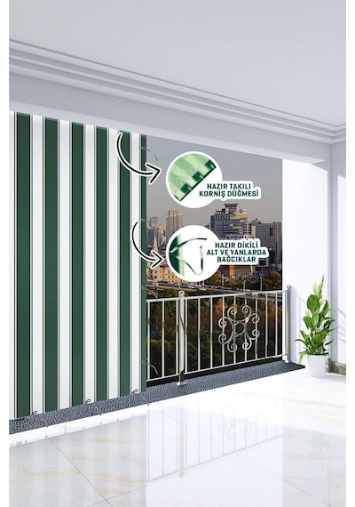 Tr Balkon Perdesi Branda Güneşlik 6 Renk Seçeneği Premium Kumaş Versiyon Yeşil 220 X 190 Genel