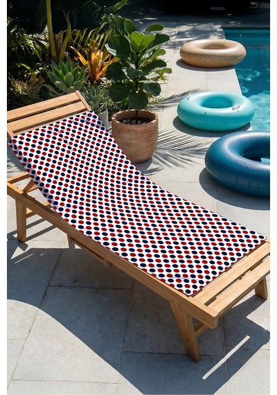 Puantiyeli Modern Şık Plaj Havlusu - Kırmızı Lacivert Geometrik Minimalist Hızlı Kuruyan Plaj Örtüsü Çok Renkli